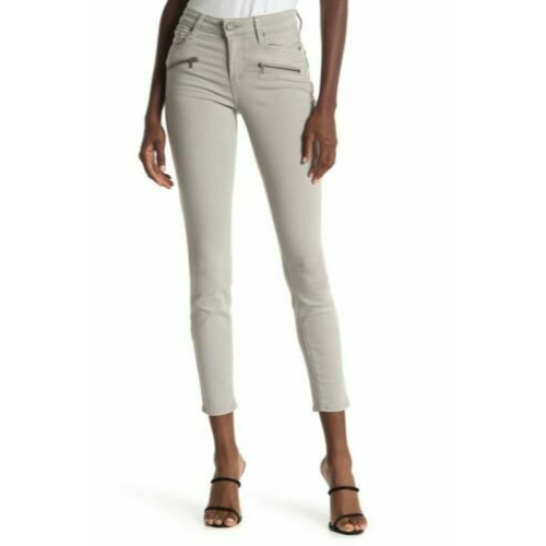 Paige Indio Zip Ankle Skinny Jeans Cloudy Gray Stretch Crop Women's Size 32